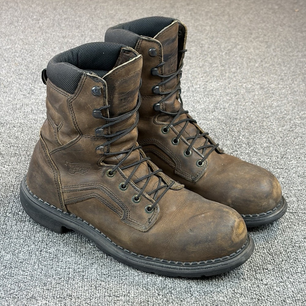 Red Wing #4414 Brown Leather Steel Toe Waterproof Boots Size 10.5 D Made in USA - Picture 4 of 16